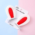 Mollette per capelli con orecchie di coniglio in peluche bianco e rosso per bambini - Orecchie di Coniglio Rosse