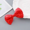 Sparkly red sequin bow hair clip for New Year celebration and festive occasions - Sequin Bow Hair Clip