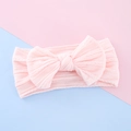 Fascia neonato rosa chiaro con fiocco in maglia a coste elastica per neonati - Rosa