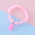 Pink candy-colored beaded bracelet with cute translucent bear charm for girls - 2# (Pink Bear Pendant)