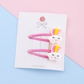 Süßes Einhorn BB-Haarspangen-Set mit Regenbogen-Design für Mädchen auf Displaykarte - Rosarote Regenbogenwolke (4#)