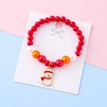 Children's Christmas beaded bracelet featuring a cute snowman charm and festive red pearls - Red Snowman Style A