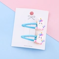 Set di fermagli per capelli con unicorno per bambine con glitter blu e resina - Unicorno Blu (5#)