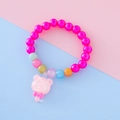 Mignon bracelet rose à pendentif ours avec perles colorées pour enfants - Sucette Rose Rouge