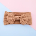 Fascia per neonati in maglia a coste color caramello con grande fiocco decorativo - Marrone