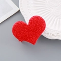Red plush heart-shaped duckbill hair clip for children's Lunar New Year festive styling - Plush Heart Hair Clip