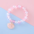 Girl pink beaded bracelet with crackle beads and a glittery seashell pendant - 5# (Shell Pendant Style)