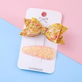 Ensemble de barrettes à paillettes avec nœud et goutte pour enfants sur carte - Champagne
