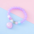 Bracelet de perles violettes pour filles avec pendentif coquillage brillant et perles - Coquille Violette