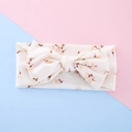 Fascia per neonati con fiocco in maglia a coste crema e delicato motivo floreale marrone - Bianco Floreale