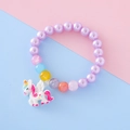 Bracelet en perles lavande pour enfants avec perles colorées et breloque licorne brillante - Poney Violet