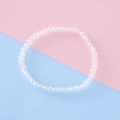 Girl's elegant clear faceted crystal bead bracelet with a subtle iridescent glow - White