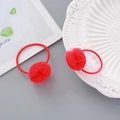 Pair of festive red mesh pom-pom hair ties with high elasticity for children - Mesh Hair Tie