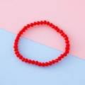 Sparkling red crystal faceted bead bracelet for girls with minimalist pink blue background - Red