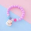 Bracelet en perles pour enfants avec perles violettes et pendentif lapin blanc - Violet Lapin