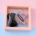 Set di fermagli per capelli per bambini con fiocco nero e stella in scatola regalo rosa - Stile 1 Nero Misto
