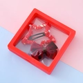 Set mollette per capelli bimbi con stella e fiocco in scatola regalo rossa con pellicola - Stile 4 Rosso Festivo
