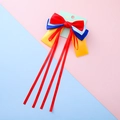 Pinza para el pelo con lazo de cinta multicolor y cintas rojas largas para niñas - Rojo