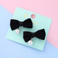 Ensemble de deux barrettes à nœuds en velours noir avec pendentifs perles blanches - 1# Velours Noir (5849228770231)