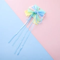Set de cuatro pinzas para el cabello con lazos de satén en tonos pastel suaves - Azul claro