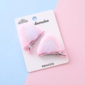 Set di due fermagli per capelli a forma di orecchie di gatto in peluche rosa - Rosa Chiaro