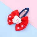 Red polka dot bow hair clip with white smiling cloud resin decor for kids - Rabbit