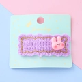 Lindo pasador de pelo de punto morado con conejo rosa y borde dorado en tarjeta - Conejo Violeta