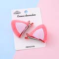 Simpatiche clip per capelli a orecchie di gatto in peluche rosa per bambine - Arancio Rosa