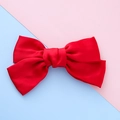 Barrette à cheveux avec grand nœud en satin rouge fait main pour filles style élégant - Rouge