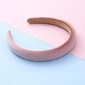 Chic wide velvet headband for girls in soft mauve purple on a dual-tone background - Pink