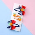4-delige set haarclips met marineblauwe strikken en wortelmotieven voor kinderen - Wortel