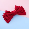 Grande barrette nœud rouge en satin pour filles avec une finition brillante vintage - Bordeaux