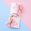 Set van vier bloemen haarspeldjes met strikjes en oranje bloemen voor meisjes - Bloem