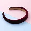 Classic burgundy velvet padded headband for girls with a soft minimalist design - Red
