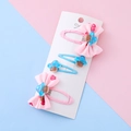 Leuke set van 4 haarspeldjes met roze stippenstrips en blauwe paddenstoel-bedels - Paddenstoel