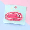 Barrette à cheveux rose tricotée pour filles avec une couronne argentée et strass - Couronne Rouge Rose