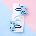 Set di fermagli per capelli blu con fiocchi, motivo a sole e clip abbinate per bambine - Sole
