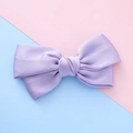 Polished lavender satin bow hair clip for girls with a double-layered handmade design - Purple