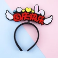 Kids hair hoop with red National Day slogan and colorful wings on a bicolor background - Happy National Day Style 2