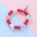 Beaded heart charm accessory with deep red pearls and silver lobster clasp - Red