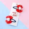 Set di 4 simpatiche mollette rosse a forma di coniglio con fiocchi a pois e glitter - Coniglio