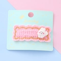 Pince à cheveux tricotée rose avec lapin blanc et emballage à couronne dorée - Lapin Rose
