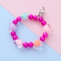 Colorful heart bead keychain with magenta pearls and macaron charms for bags - Rose Red