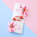 Set mollette per capelli anguria bimba con fiocchi a righe rosa e paillettes rosse - Anguria