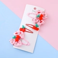 Set mollette per capelli rosa con fiocchi e ciliegie e fermaglio rosso glitter - Ciliegia