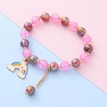 Pulsera de cuentas rosas con colgante de unicornio arcoíris y cierre de mosquetón - Cuentas Rosa Verde Azulado - Colgante de Unicornio Arcoíris (4#)
