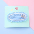 Barrette en tricot bleu clair pour filles avec couronne argentée et strass - Couronne Bleue