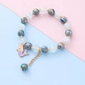 Kinderperlenarmband mit blaugrünen Perlen und rosa Meerjungfrau Emaille Anhänger - Blaue Töne Perlen - Rosa Blau Meerjungfrau Anhänger (6#)
