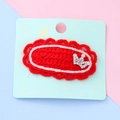 Mignonne barrette en crochet rouge ornée d'une couronne scintillante en strass argentés - Couronne Rouge