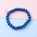 Kralenarmband voor kinderen met donkerblauwe imitatieparels en een zilveren karabijnsluiting - Kralen Creolen / Donkerblauw